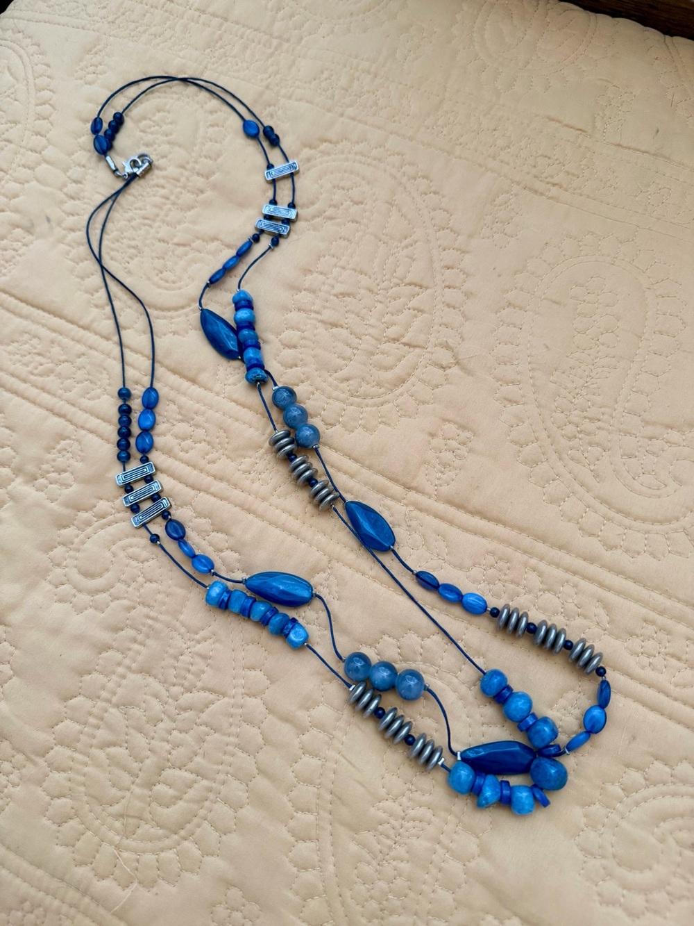 Blue Beaded Layered Necklace - Women Jewelry